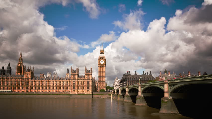 Big Ben, Houses of Parliament, and London Bridge time lapse