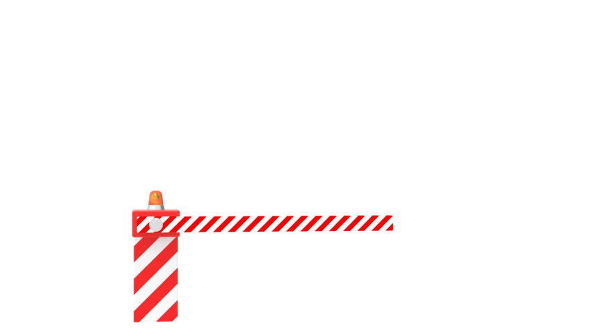 Barrier gate 3d animation on white background HD video