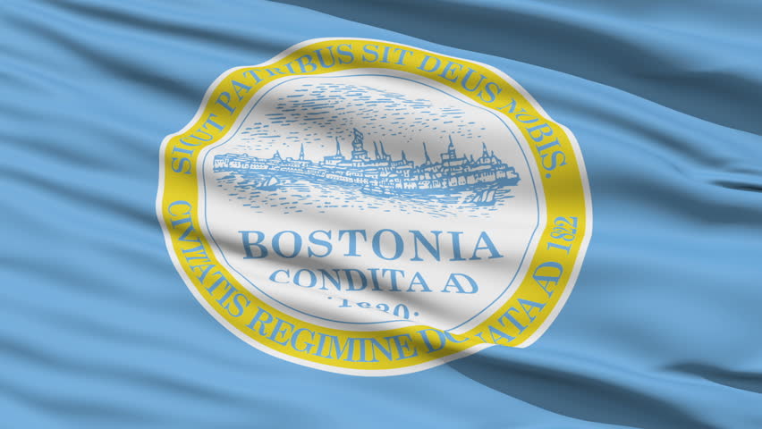 Boston Waving American State Capital City Flag Animation
