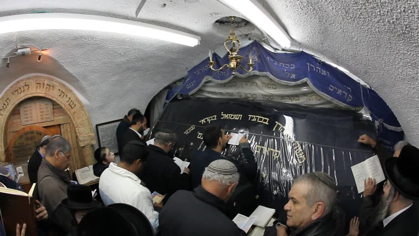 KIRYAT ATTA, ISRAEL - DEC 9, 2009: People pray at the Tomb of the Prophet Samuel on December 9, 2009 in Kiryat Atta.