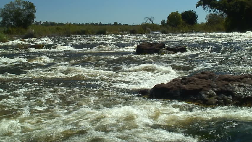 Wide Zambezi river Just Before Victoria Falls