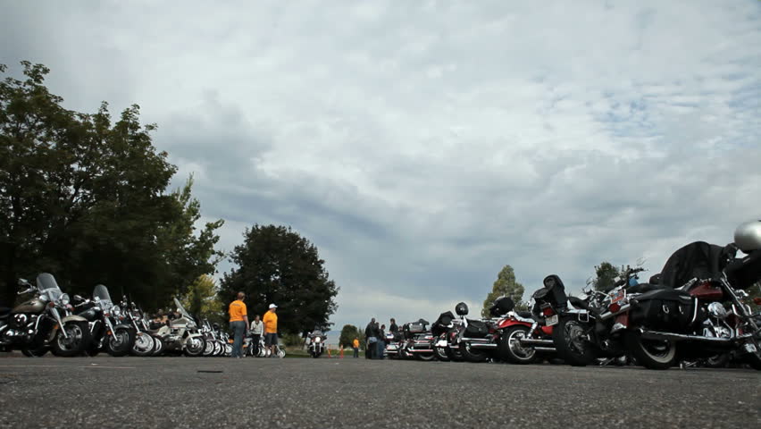 LOGAN UTAH CIRCA AUG 2009: Motorcycle riders rally ride during annual Ride For The Fallen respect for soldiers killed and wounded in Iraq war in Logan Utah. Scholarship Utah State University students.