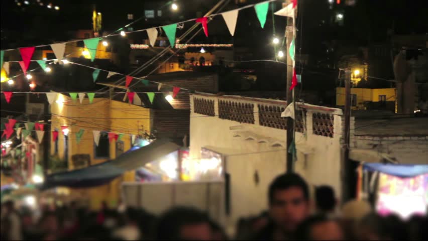 Crowd street of Mexico during a popular celebration