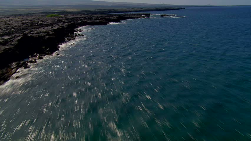 Fly over of rocky coastline