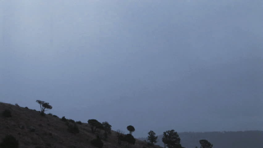 Lightning in the sky at Yellowstone National Park, slow motion 