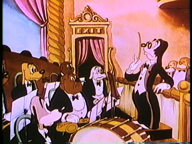 Cartoon of musicians switching roles with conductor