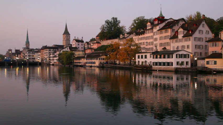 Swiss city Zurich at dawn