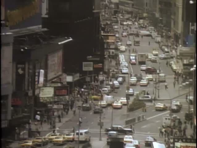 High angle view of busy New York City street