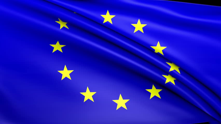 Flag of the European Union waving in the wind - background animation for home videos, vacation movies, business presentation and DVD or Blue-ray disc menues