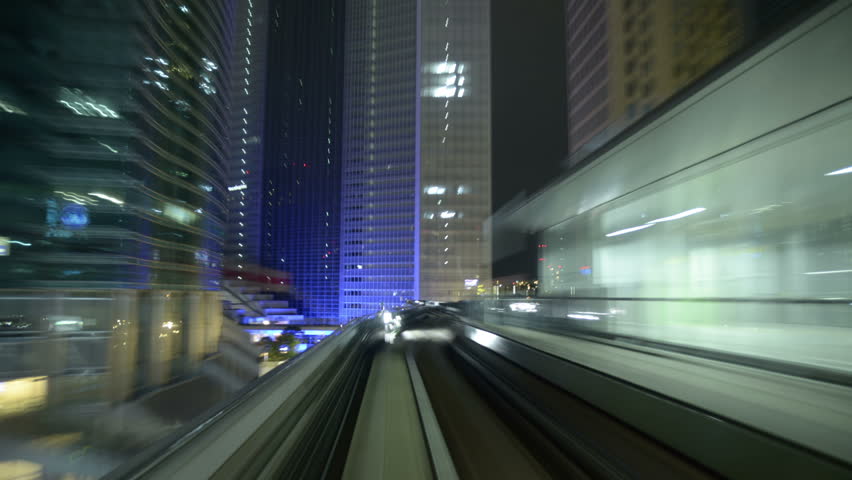 TOKYO Time-lapse View, POV tram travels through the city.