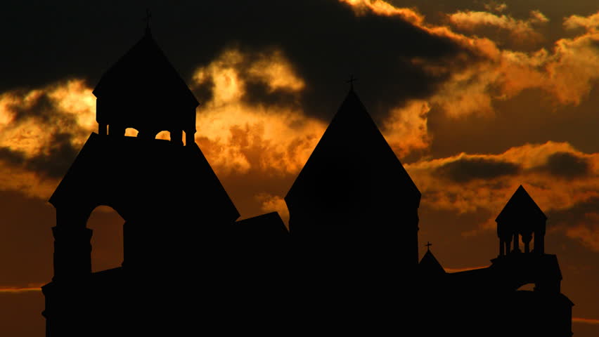 Armenia monastery of St.Echmiadzin sungliding, Mother Cathedral of Holy Etchmiadzin,a 4th century Armenian church in Ejmiatsin, Armenia. UNESCO World Heritage Sites. 