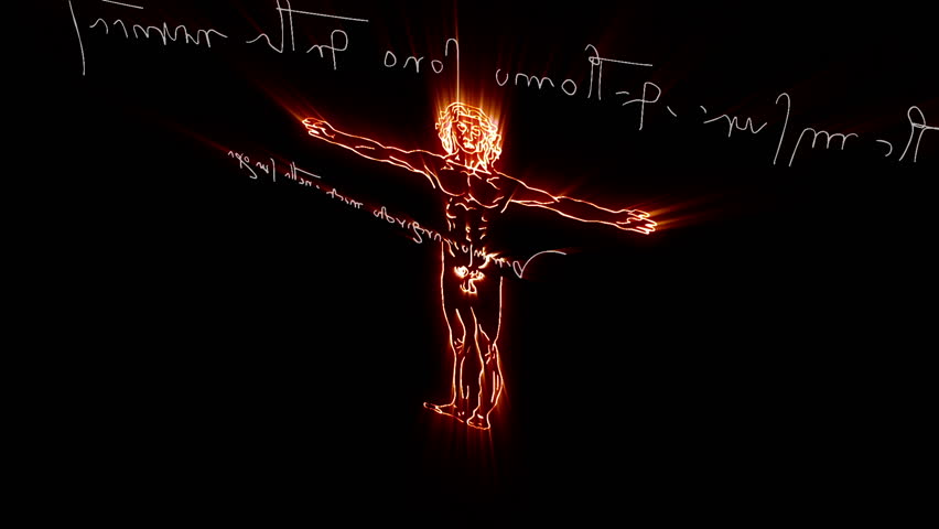 This animation is inspired by Leonardo Da Vinci's The Vitruvian Man - Vitruvius and mirror writing Handdrawn animation moving in 3D space