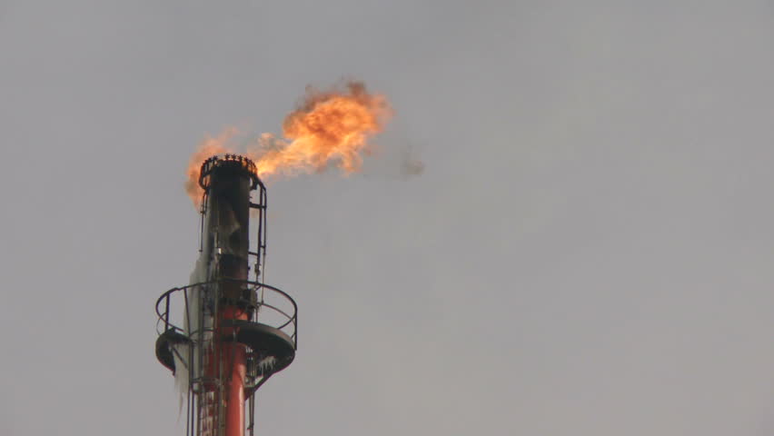 Smokestack and gas flare