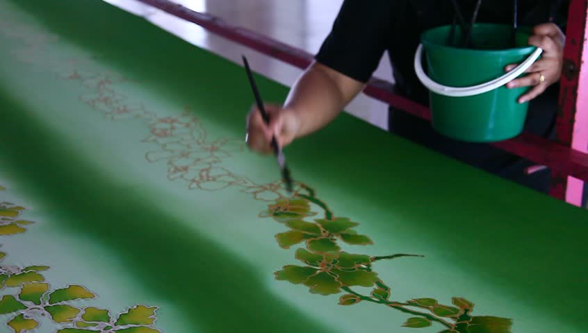 Coloring beautiful batik fabric with flower motif