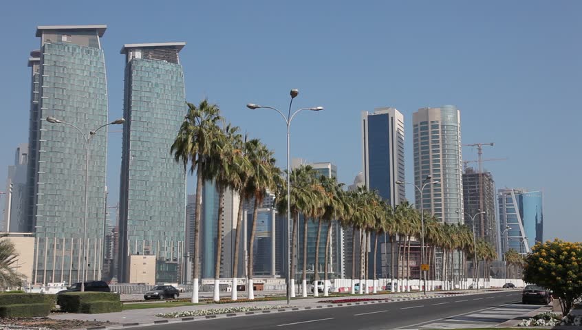 Street in the city of Doha, Qatar