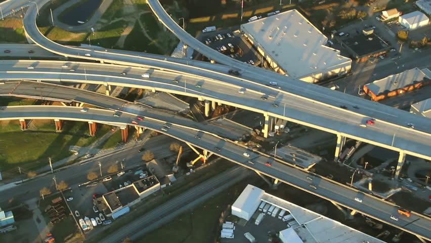 Close-up view of cars in interstate junction
