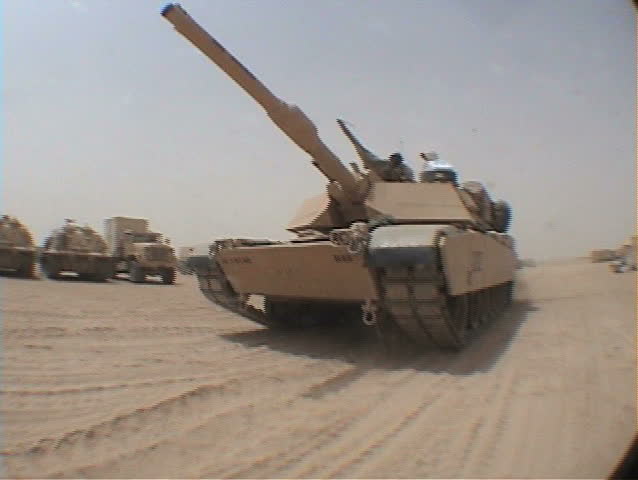 IRAQ - CIRCA 4/24/03: M1 Tanks moving into Iraq.
