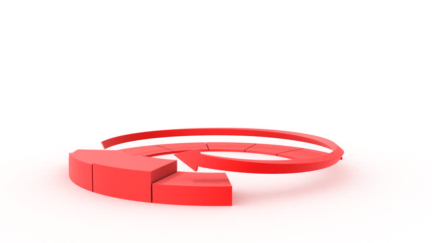 Red graph growing on white background with arrow sign. HD 1080. Alpha mask included.