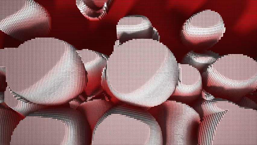 3D animation with pin board. Falling balls clip used as elevation and displacement.