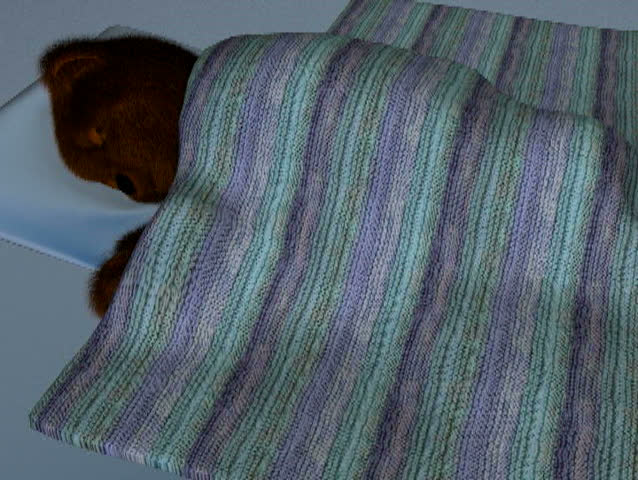 A sleeping teddy bear