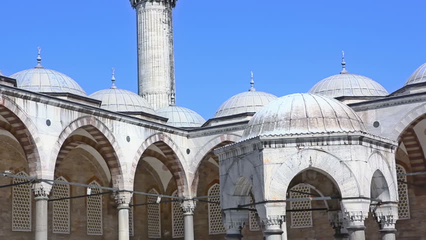 Detail of Blue mosque in Istanbul, Sultanahmet park. The biggest mosque in Istanbul of Sultan Ahmed (Ottoman Empire).