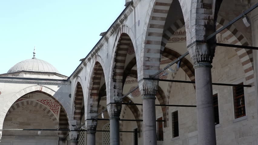 Detail of Blue mosque in Istanbul, Sultanahmet park. The biggest mosque in Istanbul of Sultan Ahmed (Ottoman Empire).