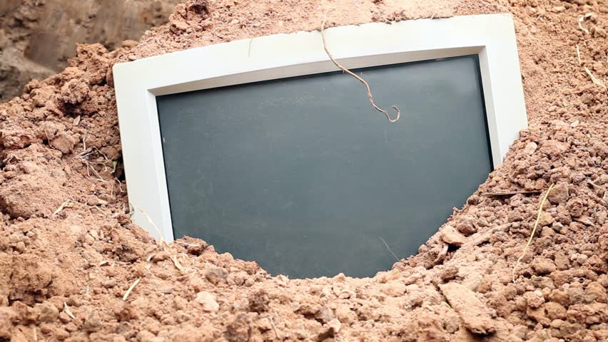 hd video of old computer monitor buried