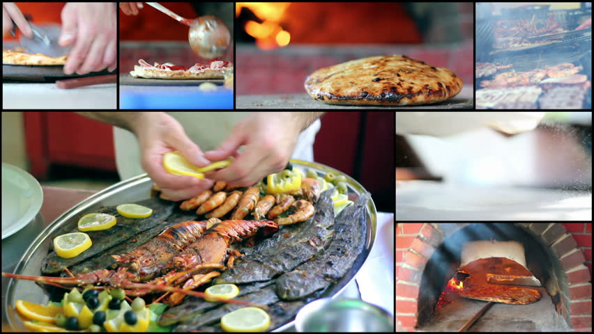 Food Preparation - Collage
Food preparation in commercial kitchen. HD1080p. 