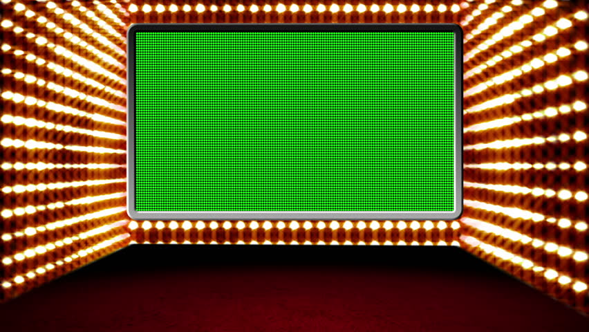 Green screen box design Glamour Virtual Studio.

You can use your custom footage in the screen by replacing the green areas by using chroma key.Also you can loop it by using dissolve.
