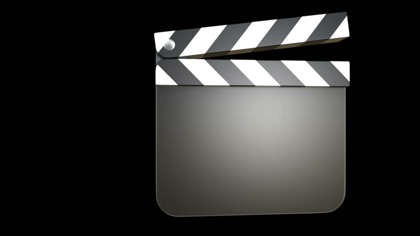 3D animation of a film clapper with alpha matte