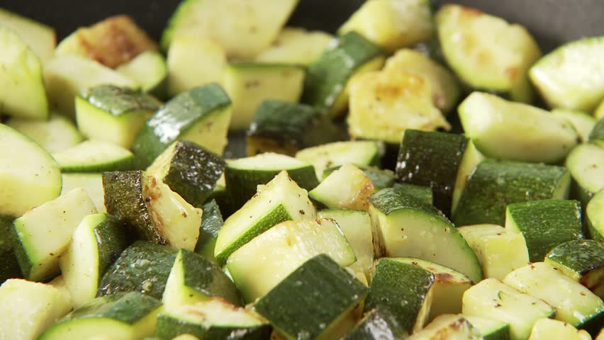 Fried, diced courgette