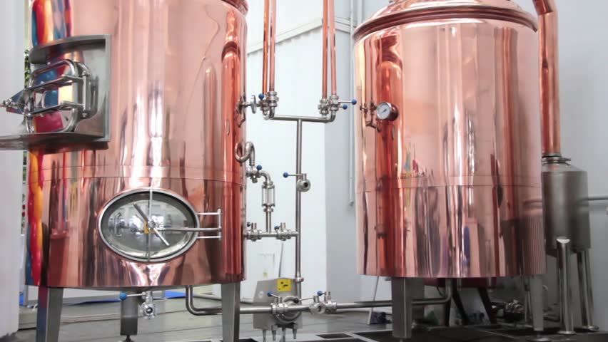 Copper tuns at a brewery