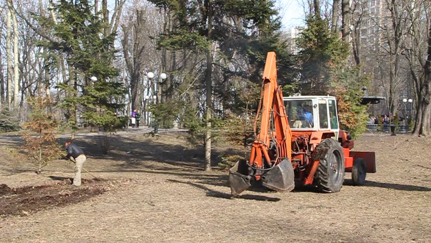 Workers landscaping