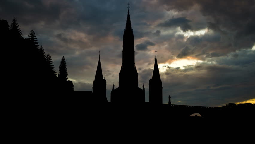 Lourdes is a  town in the Pyrenees, famous for the Marian apparitions occurred in 1858. The Basilica of our Lady of the Rosary, or Rosary Basilica, is a Roman Catholic church and minor basilica. 

