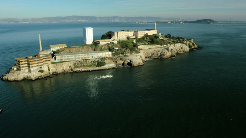 Aerial view of the Island of Alcatraz, San Francisco, California, North America, USA