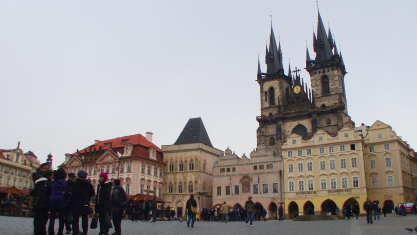 WIDE SHOT, Time lapse, Old Town Square Prague, Czech Republic