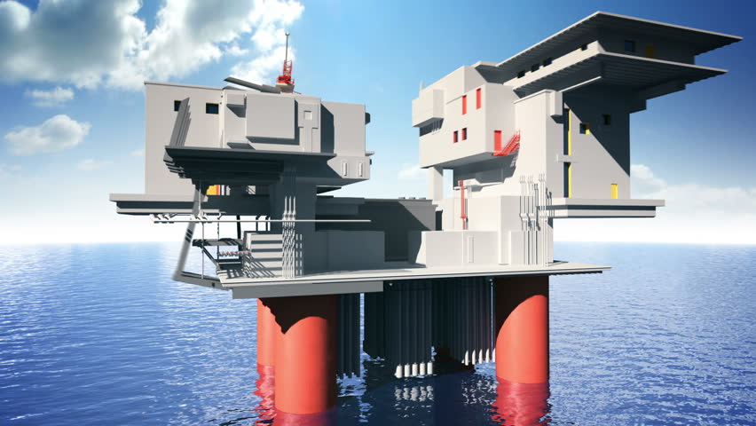 Construction of the oil platform animation 