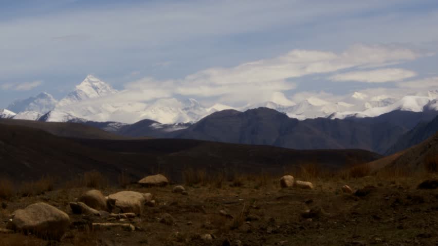 Timelapse of Mount Everest landscape, Himalayas, Tibet.