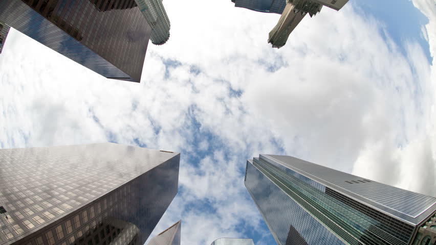 Time Lapse of Modern Buildings Skyscrapers in Downtown Los Angeles with Clouds - April 2012