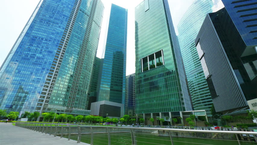 Skyscrapers. Time lapse in motion