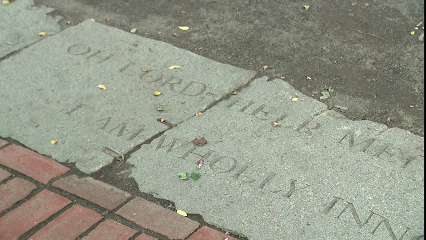 Salem Witch Trial stories etched in stones "I'm Innocent," Salem, MA
