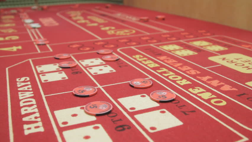 Panning view of bets on a crap table