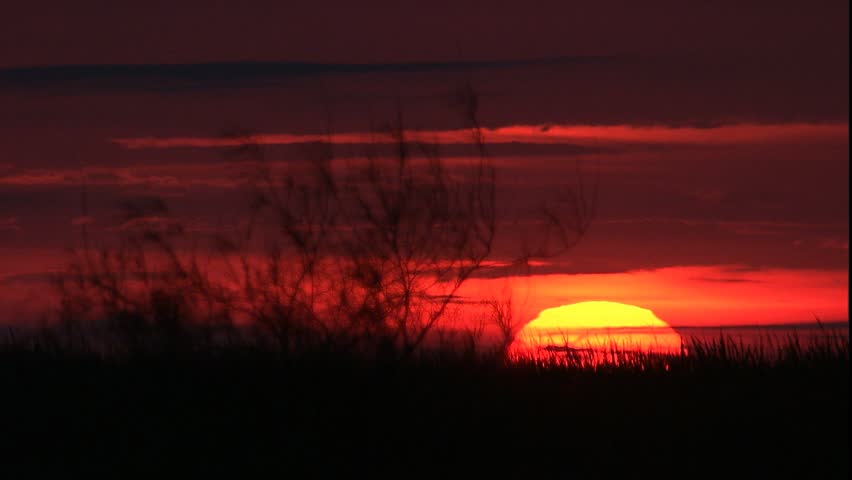 Sunrise in Argentina over a grassy plain, Suitable for time lapse