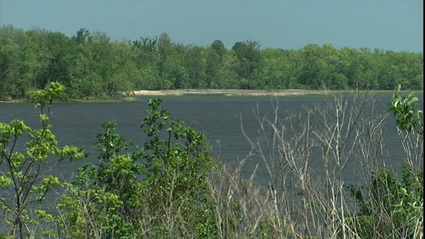 Pan of river and nature preserve in Shirley, Virginia