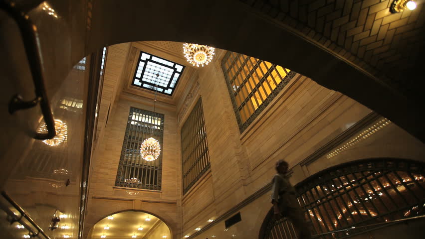 New York - Circa 2009: Grand Central Station in 2009. People walking in Grand Central station looking up towards the ceiling in New York City, New York.