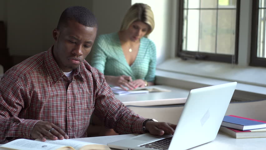 African American man studying