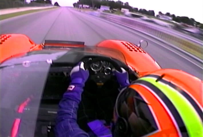 ELKHART, WISCONSIN - CIRCA JUNE 1996: Point of view of an unidentified racer at the Chicago Historics event on the Road America race track in Elkhart, Wisconsin circa June 1996.