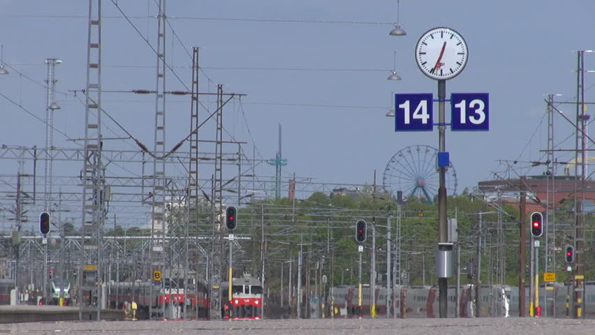 HELSINKI - JUNE 5: Time lapse of modern trains on June 5, 2011 in Helsinki, Finland.