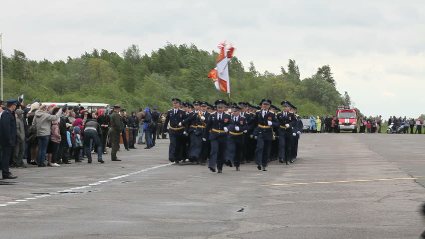 PUSHKIN - JUNE 2: Military parade at the airfield on the 70th anniversary of the 6th Army Air Force and Air Defense on June 2, 2012 in Pushkin, Russia.