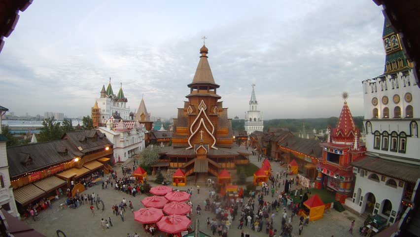 People go sightseeing of cultural entertainment complex, time lapse 
